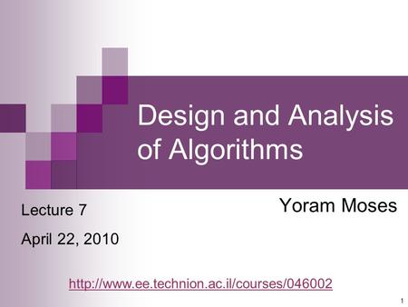 Design and Analysis of Algorithms