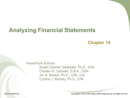 Analyzing Financial Statements