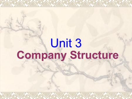 Unit 3 Company Structure.