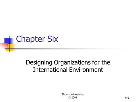 Designing Organizations for the International Environment