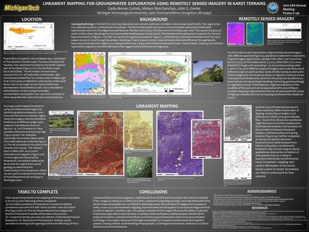 Lineament features were mapped in, visible bands from ASTER and DIP product derived from Landsat ETM+ Images as well as in a LiDAR (2m) DEM. Lineaments.