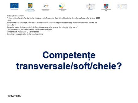 Competenţe transversale/soft/cheie?