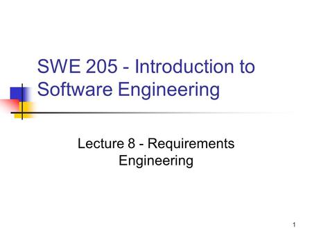 SWE Introduction to Software Engineering