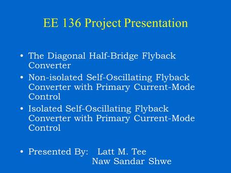 EE 136 Project Presentation