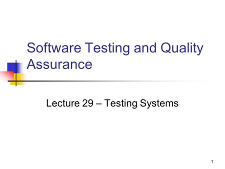 Software Testing and Quality Assurance