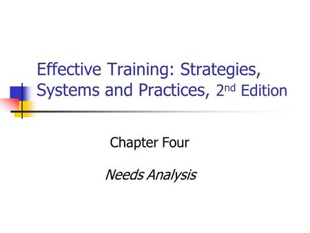 Effective Training: Strategies, Systems and Practices, 2nd Edition