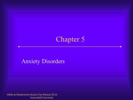 Chapter 5 Anxiety Disorders