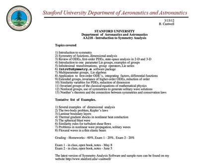 Stanford University Department of Aeronautics and Astronautics.