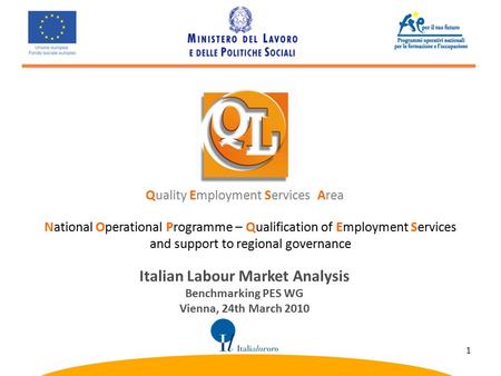 National Operational Programme – Qualification of Employment Services and support to regional governance Quality Employment Services Area Italian Labour.