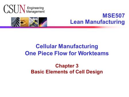 MSE507 Lean Manufacturing