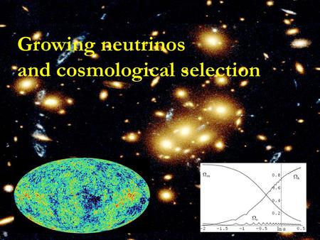 Growing neutrinos and cosmological selection. Quintessence C.Wetterich A.Hebecker, M.Doran, M.Lilley, J.Schwindt, C.Müller, G.Schäfer, E.Thommes, R.Caldwell,