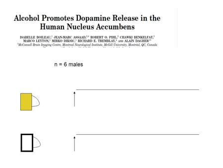 N = 6 males. no trick subjects apprised of drink type just before scan is this different from Urban? Is it different from Yoder?