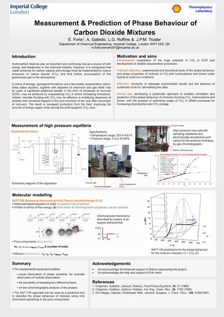 Motivation and aims  Framework: exploitation of the huge potential of CO 2 in EOR and development of reliable sequestration processes.  Global objective: