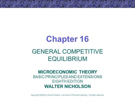 GENERAL COMPETITIVE EQUILIBRIUM