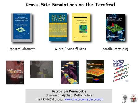 George Em Karniadakis Division of Applied Mathematics The CRUNCH group: www.cfm.brown.edu/crunch Cross-Site Simulations on the TeraGrid spectral elementsMicro.