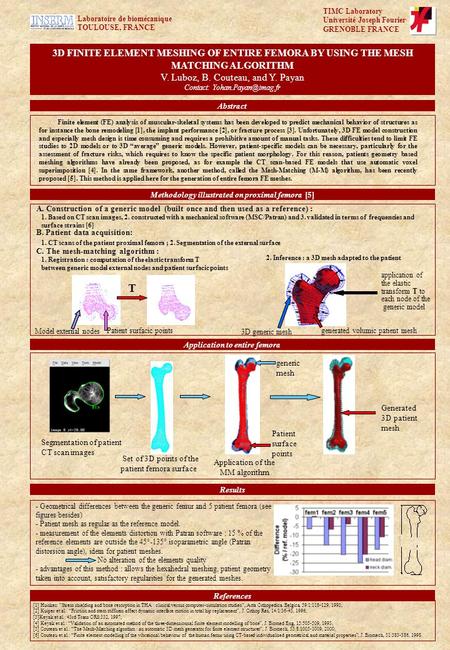 Abstract 3D FINITE ELEMENT MESHING OF ENTIRE FEMORA BY USING THE MESH MATCHING ALGORITHM V. Luboz, B. Couteau, and Y. Payan Contact: