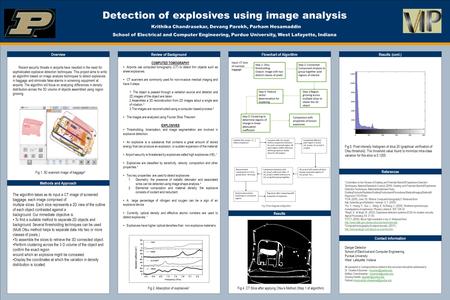 TEMPLATE DESIGN © 2008 www.PosterPresentations.com Detection of explosives using image analysis Krithika Chandrasekar, Devang Parekh, Parham Hesamaddin.