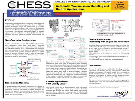 Overview An automatic transmission model is developed using Finite State Machine (FSM) modeling techniques. The choice of FSM as a modeling framework reflects.