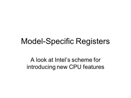 Model-Specific Registers