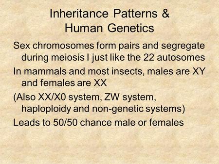 Inheritance Patterns & Human Genetics