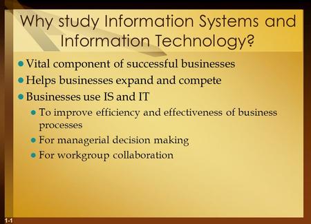 Why study Information Systems and Information Technology?