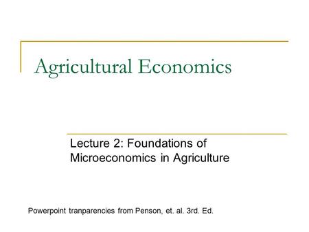 Agricultural Economics