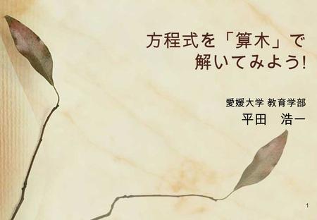 方程式を「算木」で 解いてみよう! 愛媛大学 教育学部 平田　浩一.