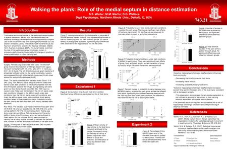 Methods Results Conclusions Walking the plank: Role of the medial septum in distance estimation S.S. Winter; M.M. Martin; D.G. Wallace Dept Psychology,