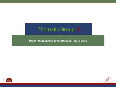 Thematic Group 3 Recommendations and proposed future work.