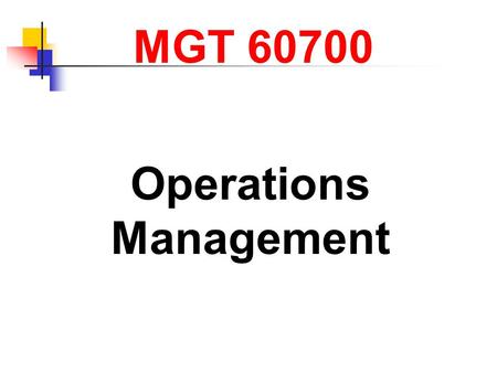 Operations Management