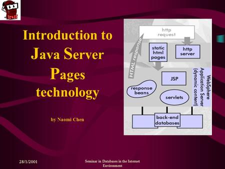 28/1/2001 Seminar in Databases in the Internet Environment Introduction to J ava S erver P ages technology by Naomi Chen.