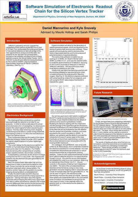 Software Simulation of Electronics Readout Chain for the Silicon Vertex Tracker Department of Physics, University of New Hampshire, Durham, NH, 03824 Daniel.