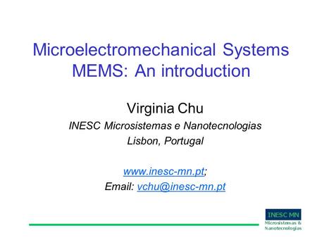 Microelectromechanical Systems MEMS: An introduction