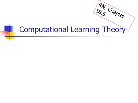 Computational Learning Theory