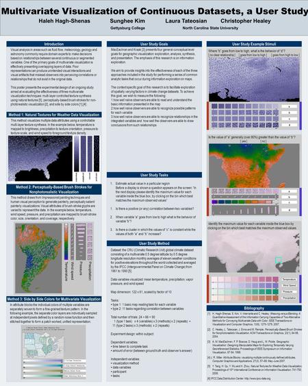 Multivariate Visualization of Continuous Datasets, a User Study Haleh Hagh-ShenasSunghee KimLaura TateosianChristopher Healey Gettysburg College North.