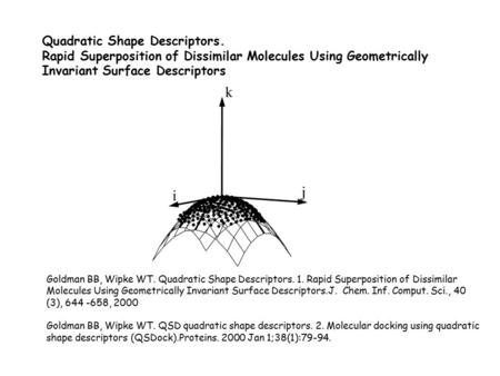 Quadratic Shape Descriptors. Rapid Superposition of Dissimilar Molecules Using Geometrically Invariant Surface Descriptors Goldman BB, Wipke WT. Quadratic.