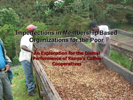 Imperfections in Membership Based Organizations for the Poor An Explanation for the Dismal Performance of Kenya’s Coffee Cooperatives.