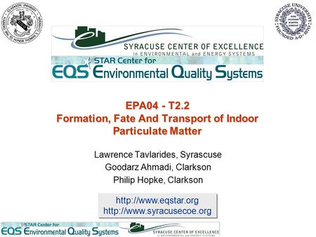 EPA04 - T2.2 Formation, Fate And Transport of Indoor.