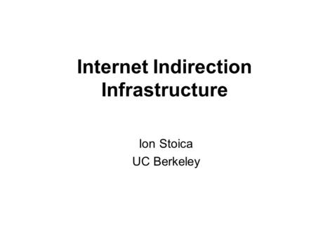 Internet Indirection Infrastructure Ion Stoica UC Berkeley.