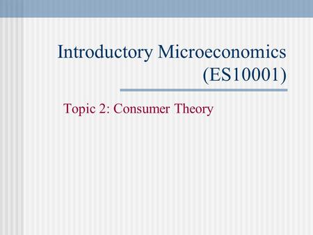 Introductory Microeconomics (ES10001)