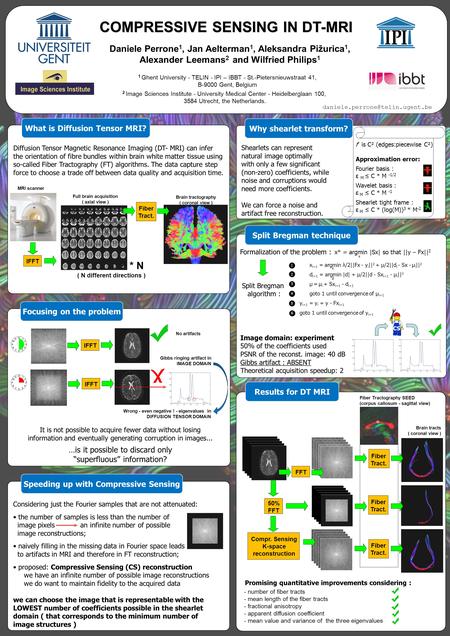 COMPRESSIVE SENSING IN DT-MRI Daniele Perrone 1, Jan Aelterman 1, Aleksandra Pižurica 1, Alexander Leemans 2 and Wilfried Philips 1 1 Ghent University.