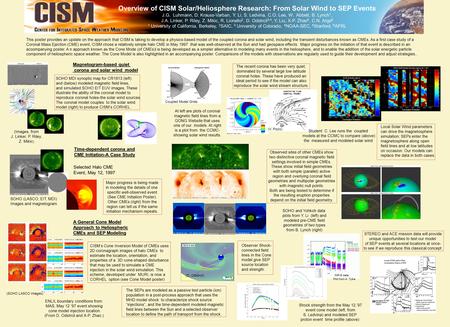 A General Cone Model Approach to Heliospheric CMEs and SEP Modeling Magnetogram-based quiet corona and solar wind model The SEPs are modeled as a passive.