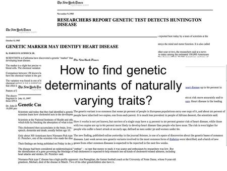 How to find genetic determinants of naturally varying traits?