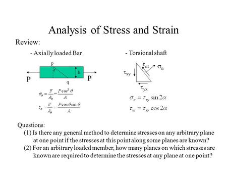 Analysis of Stress and Strain