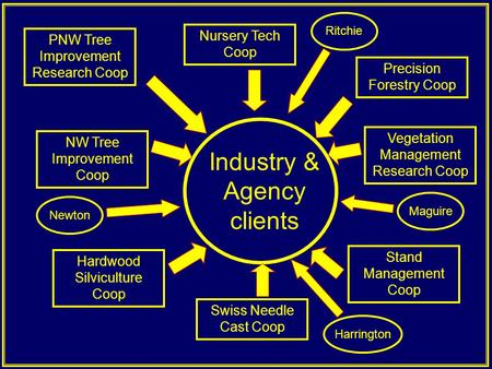 PNW Tree Improvement Research Coop NW Tree Improvement Coop Nursery Tech Coop Vegetation Management Research Coop Hardwood Silviculture Coop Stand Management.