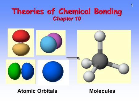 1 Theories of Chemical Bonding Chapter 10 Atomic Orbitals Molecules.