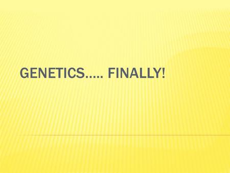 GENETICS….. FINALLY!.  We all have different traits/characteristics  Traits – eye color, hair color and texture, height, etc.