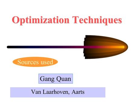 Optimization Techniques