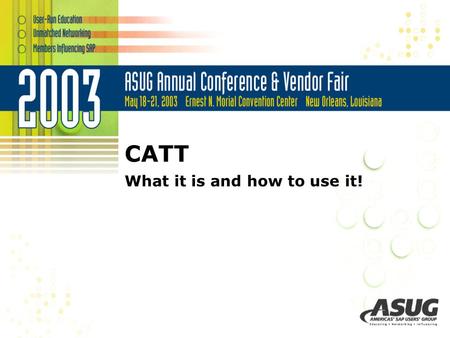 CATT What it is and how to use it!. Who we are Steve Ruggiero - Over 5 years of ABAP experience - Started out with SAP as an AutoTester programmer - TravelCenters.