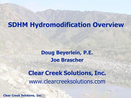 SDHM Hydromodification Overview